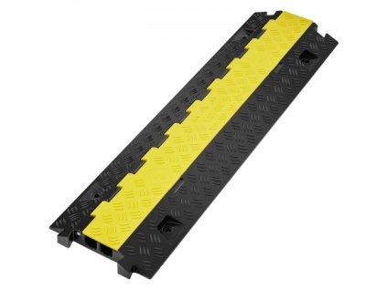 Rampa chrániče kabelu VEVOR, 2 kanálová, kapacita 22 000 lbs/nápravu Heavy Duty TPU Kryt drátěného kabelu Chránič hadice rampy Příjezdová cesta, dopravní rychlostní nárazník s TPR odklápěcím horním krytem, pro vnitřní a venkovní