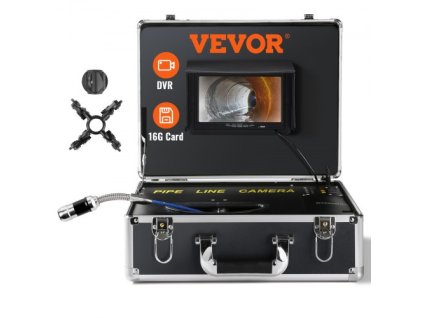 Kamera VEVOR Kanalizační kamera Inspekční kamera 7palcová obrazovka 1000TVL Kamera 100ft Kamera pro inspekci potrubí s funkcí DVR, Vodotěsná IP68 kamera s 12 nastavitelnými LED diodami, s 16 GB SD kartou pro kanalizační potrubí, Domov, Kanalizační…