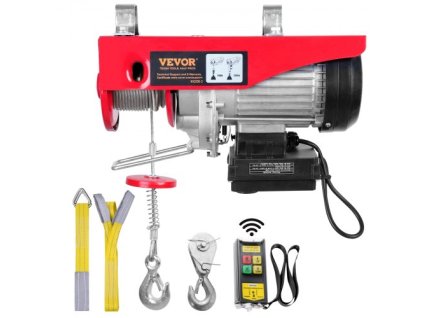 Elektrický kladkostroj VEVOR nosnost 2200 lbs 1600W 220V elektrický lanový naviják s bezdrátovým dálkovým ovládáním výška zdvihu 40 stop s jedním