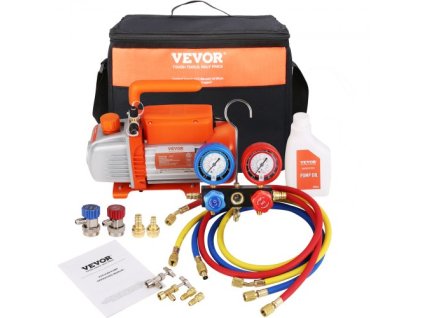 VEVOR Vakuové čerpadlo 1/5 Hp 3,5 Cfm Ac vakuová pumpa a sada měřidla jednostupňová rotační lamelová vzduchová vakuová pumpa Hvac sada
