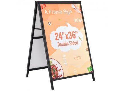 VEVOR A Frame chodníková cedule, 24x36palcový Heavy Duty zasouvací držák na vývěsní štíty, oboustranné skládací tabule na sendvičové tabule, plakát na ocelovou dlažbu pro venkovní obchodní pouliční reklamu (pouze rám)