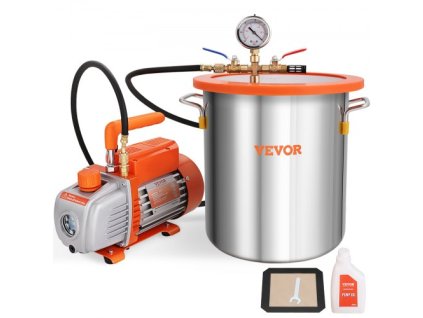 Sada vakuové komory VEVOR Vakuové čerpadlo 5 galonů a 3,5 Cfm pumpy souprava vakuové odplyňovací komory jednostupňová vakuová pumpa s 250 ml