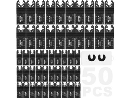 Vibrační pilové listy VEVOR 50PCS, Univerzální oscilační pilové listy s rychlým uvolněním, Vícenástrojové pilové listy na dřevo Plast Hliník, Fit Dewalt Milwaukee Hitachi Chicago Craftsman