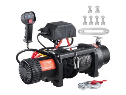 Elektrický naviják VEVOR, 12V, nosnost 10 000 lb Nylonový lanový naviják, IP67 7/20” x 85 stop ATV naviják s bezdrátovým ručním dálkovým ovládáním a Hawse Fairlead pro tažení SUV Jeep Off-Road nákladní automobil Přívěs člun