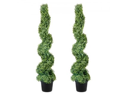 VEVOR Umělé topiary Zimostrázové stromy, 4 stopy vysoké (2 kusy) Umělá topiová rostlina Venkovní, celoročně zelená rostlina imitace s vyměnitelnými listy pro dekorativní interiér/venkov/zahradu