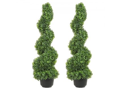 VEVOR Umělé topiary Zimostráz, 3 stopy vysoký (2 kusy) Umělá topiová rostlina Venkovní, celoročně zelená rostlina Feaux s vyměnitelnými listy pro dekorativní vnitřní/venkovní/zahradu