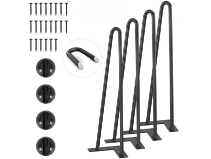 Nábytkové nohy VEVOR 406,4MM, kovové domácí kutilské projekty pro noční stolek, konferenční stolek, stůl, nosnost 226,8 kg s pryžovými chrániči podlahy, kovové robustní moderní nohy stolu pro velké zatížení, 4ks