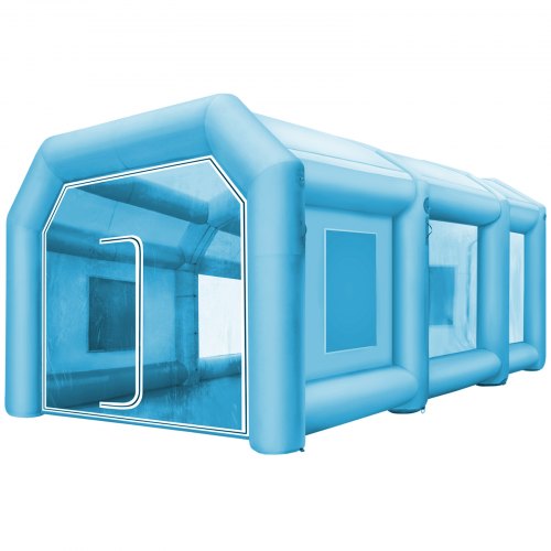 Nafukovací stan VEVOR 39,3 x 16,4 x 13,1 ft Nafukovací stříkací box stan Nafukovací stan pro lakování Stan Lakovací kabina pro auto Obří pracovní stanice 210D Oxford tkanina se 2 foukači