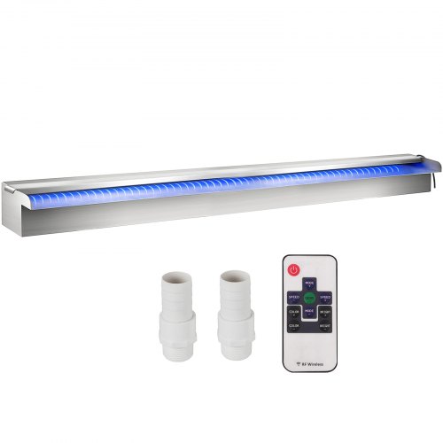 35,4" x 4,5" x 3,1" nerezová dekorativní fontána s vodopádem na bazén s LED páskem pro vnitřní i venkovní zahradní jezírko