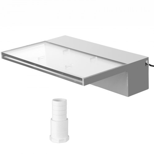 VEVOR Pool Fountain Spillway 11,8 x 3,2 x 8,1 Inches, Fountain Spillway Blue Strip LED Light, Bazénový vodopád Fontána masivní akryl, Bazénový vodopád pro zahradní jezírko, Bazén, čtverce