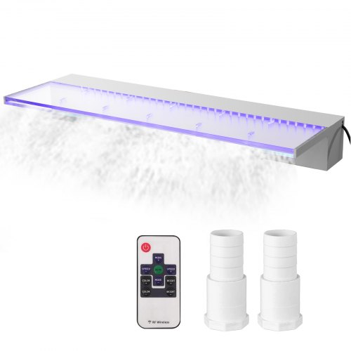 VEVOR Fountain Spillway 36.2x3.2x8.1 Inch, fontána s vodopádem v bazénu 17 barev LED, sada pro pád bazénové vody s dálkovým ovládáním, přeliv do bazénu Pevný akrylátový bazénový vodopád pro zahradní jezírko, bazén, čtverec