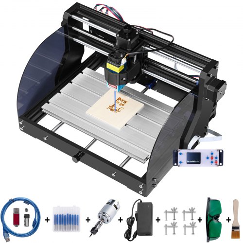 Gravírovací stroj VEVOR 300×180×45 mm CNC router CNC 3018 Pro 15W laserový gravírovací stroj GRBL Control 3osý laserový gravírovací stroj, s offline ovladačem, pro vyřezávání plastu, akrylu, PVC, dřeva