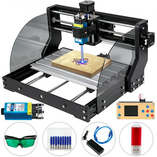 VEVOR CNC 3018 Pro CNC router 300×180×45 mm CNC stroj 5,5W GRBL Control Mini laserový rytec s offline ovladačem 3osý laserový gravírovací stroj pro řezbářské frézování plastu, akrylu, PVC, dřeva