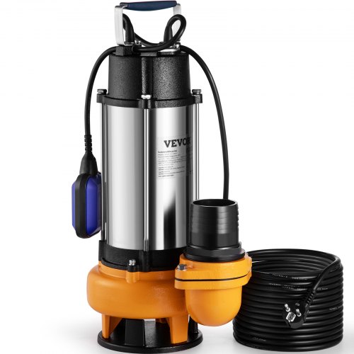 VEVOR ponorné čerpadlo na vodu, 2200 W 60000 l/v, s 10 m kabelem a automatickým upoutaným plovákovým spínačem, přenosná nerezová ocel pro špinavé nebo čisté, vypouštění povodní, prázdná zahradní jezírka, bazény, vířivky