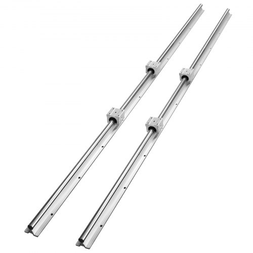 Sada lineárních vodicích kolejnic VEVOR, SBR20 1500 mm, 2 ks 59 in/1 500 mm vodicí kolejnice SBR20 a 4 ks kluzných bloků, lineárních kolejnic a ložisek SBR20UU pro automatizované stroje Projektové CNC frézovací stroje pro vlastní potřebu