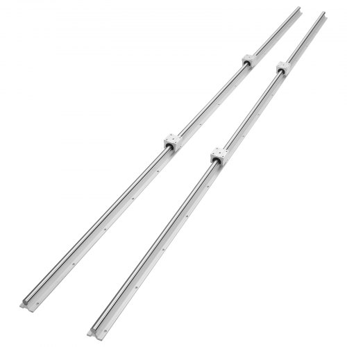 Sada lineárních vodicích kolejnic VEVOR, SBR16 2000 mm, 2 ks vodicích kolejnic SBR16 78,7 in/2 000 mm a 4 ks kluzných bloků, lineárních kolejnic a ložisek SBR16UU pro automatizované stroje Projektové CNC frézovací stroje pro vlastní potřebu