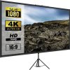VEVOR Stativové projekční plátno se stojanem 100" 16:9 4K HD projekční plátno Stojan Bezmačkavé výškově nastavitelné plátno pro projektory v interiéru i exteriéru pro film, domácí kino, hry, kancelář
