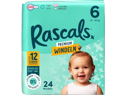 Rascal + Friends Pleny Premium Velikost 6 (15-20 Kg) 24 ks