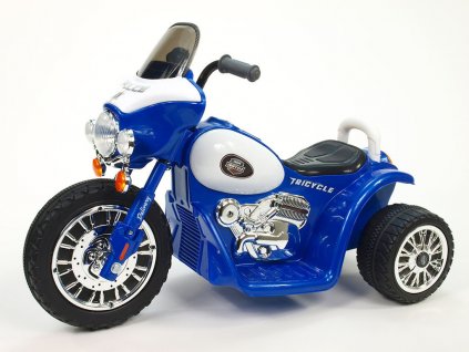 269 11 elektricka motorka chopper na masivnich kolech 6v modra barva