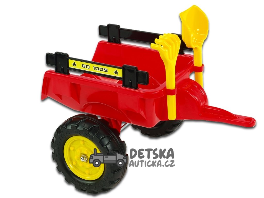Vlek za traktor Trailer střední 2 kolový, s nářadím, červený