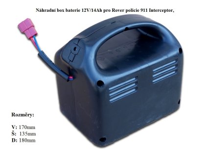 Náhradní box s baterií 12V/14Ah pro Rover Happer a policie Interceptor 911, s nabíjením mimo auta,
