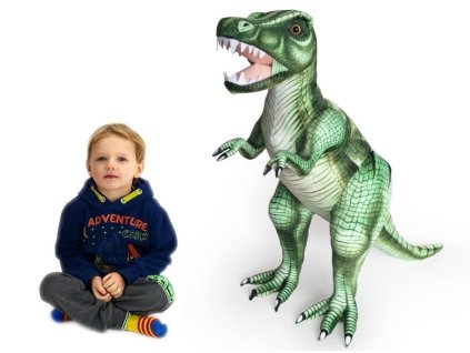 Plyšový stojící dinosaurus Tyranosaurus Rex, výška 80cm, délka 128cm, velký