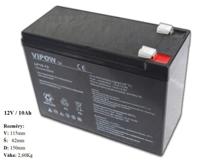 Gelová nabíjecí baterie Vipow 12V - 10Ah/ 20HR