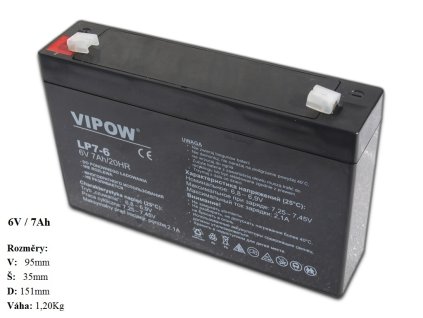 Gelová nabíjecí baterie Vipow 6V-7Ah/ 20HR