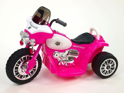 Chopper Harleyek na masivních kolech, 6V, růžový