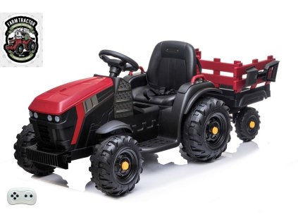Farmářský traktor s 2,4G, vlekem a lopatou, červený