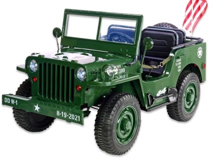 Jeep Willys s 2,4G, 4x 120W / 24V, 3 místný, green army