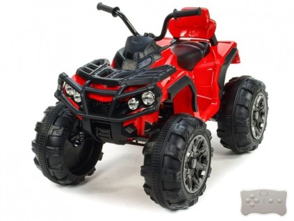 Čtyřkolka Predator s 2,4G, čalouněná sedačka, plast kola s pásem, červená