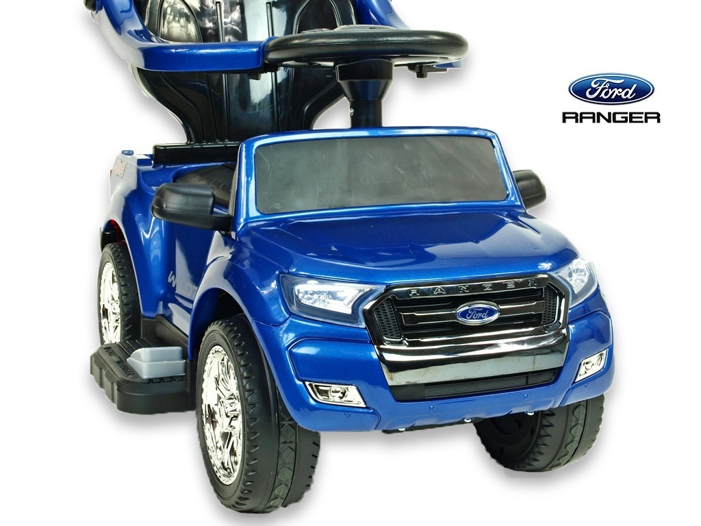 Ford Ranger s vodící tyčí, stříškou a madly, pro nejmenší, modrá metalíza