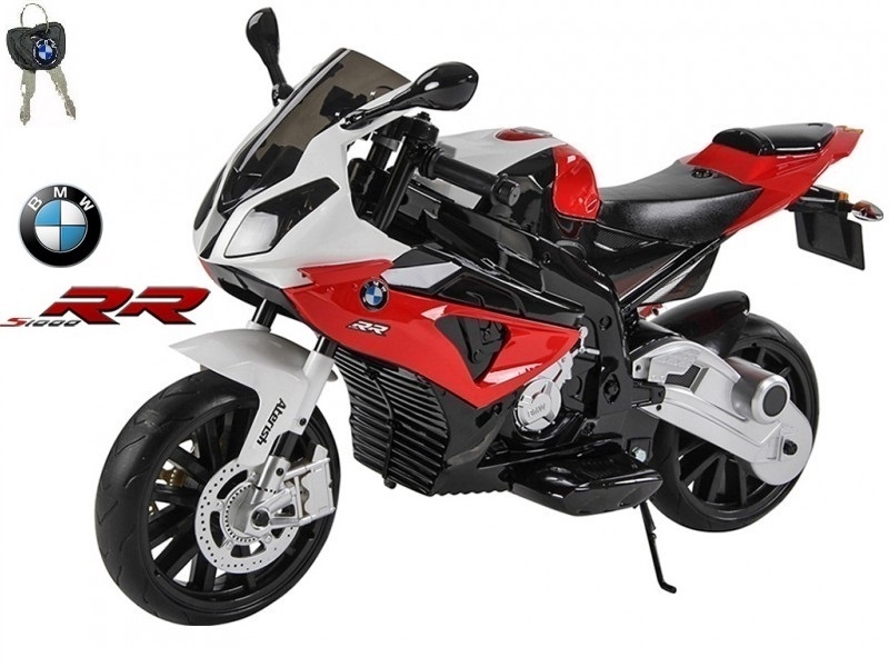 Elektrická motorka BMW S 1000RR, licence, superbike 12V, stojan nebo pomocná kolečka, červená