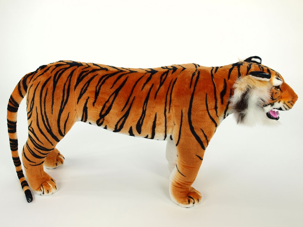 Velký plyšový tygr stojící, délka 178cm, výška 74cm, oranžový
