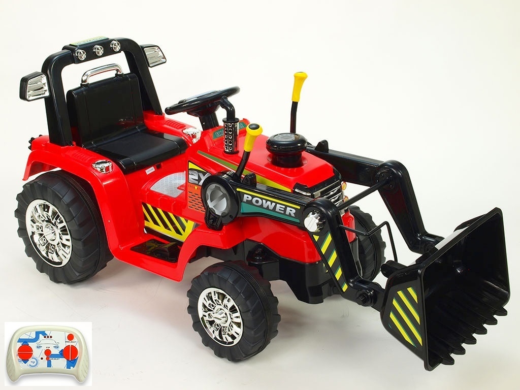 Elektrický traktor 12V s 2.4G DO, lžíce, červený