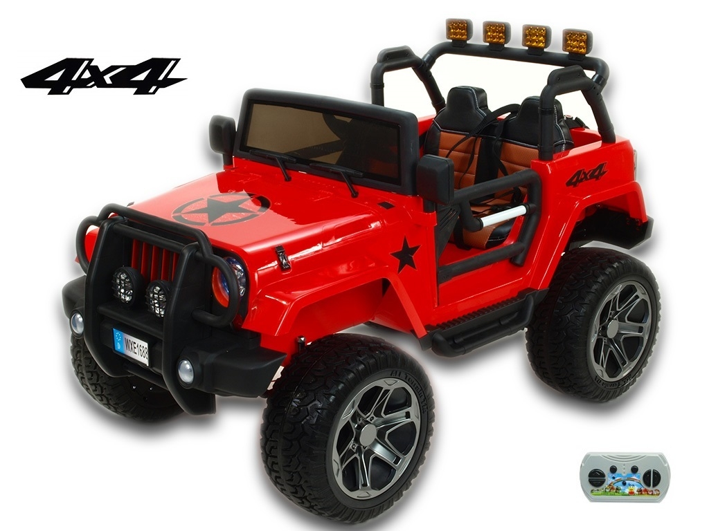 Elektrický džíp wrangler 4x4, červený