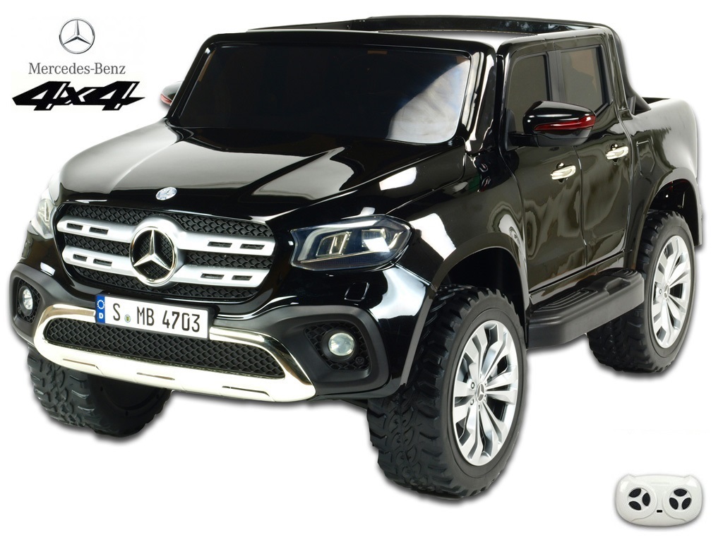 Elektrický pickup Mercedes – Benz X-Class 4x4, dvoumístný s 2.4G DO, plynulým rozjezdem,USB, čalouněním, EVA koly, černá metalíza