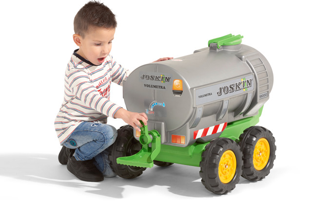 Vlek za traktor New Holland maxi 4 kolový, výklopný s nářadím, modrý