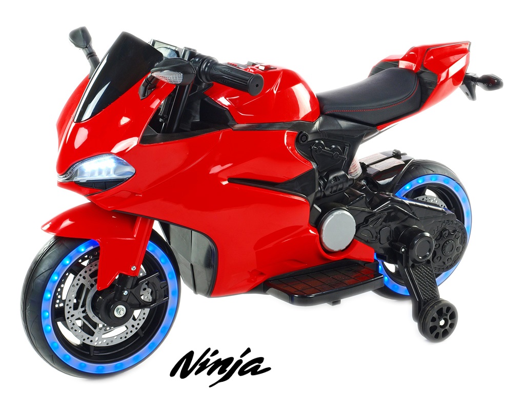 Závodní motorka Ninja s plynovou rukojetí a nožní brzdou, červená