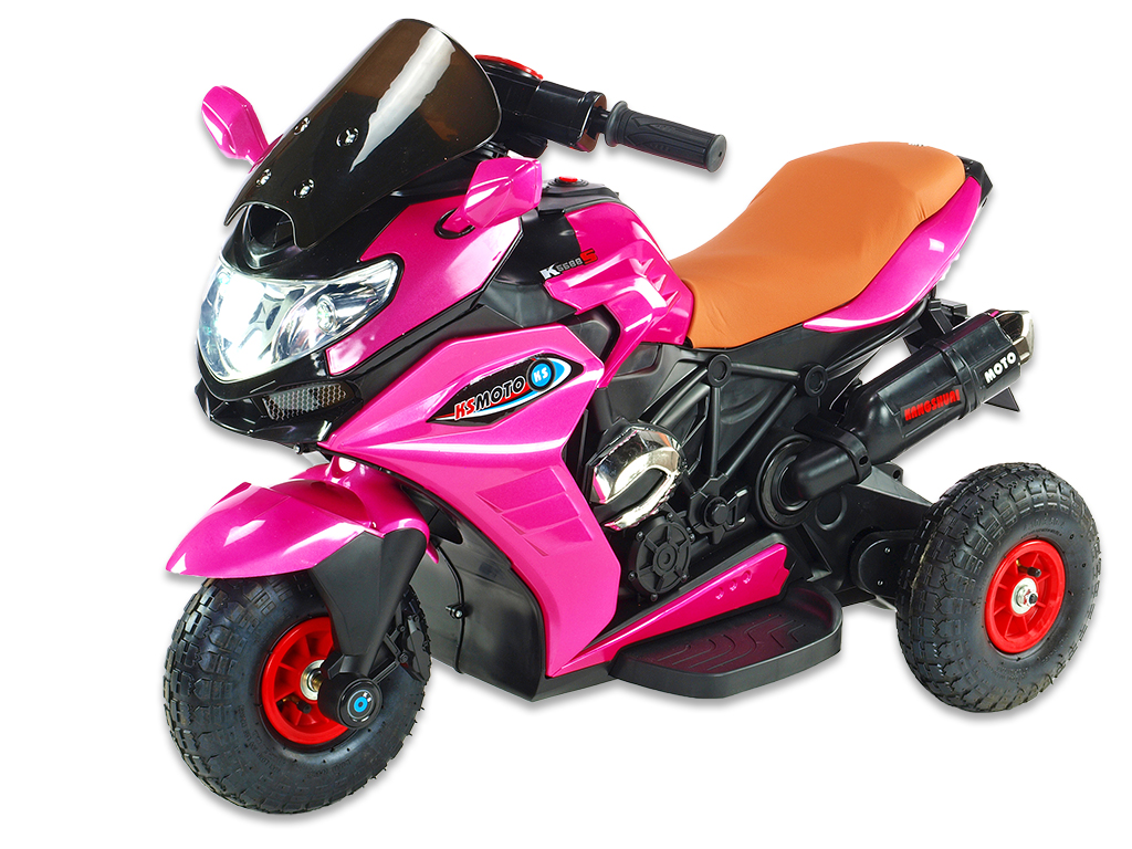 Motorka Dragon s plynovou rukojetí, nožní brzdou, gumovými nafukovacími koly, růžová