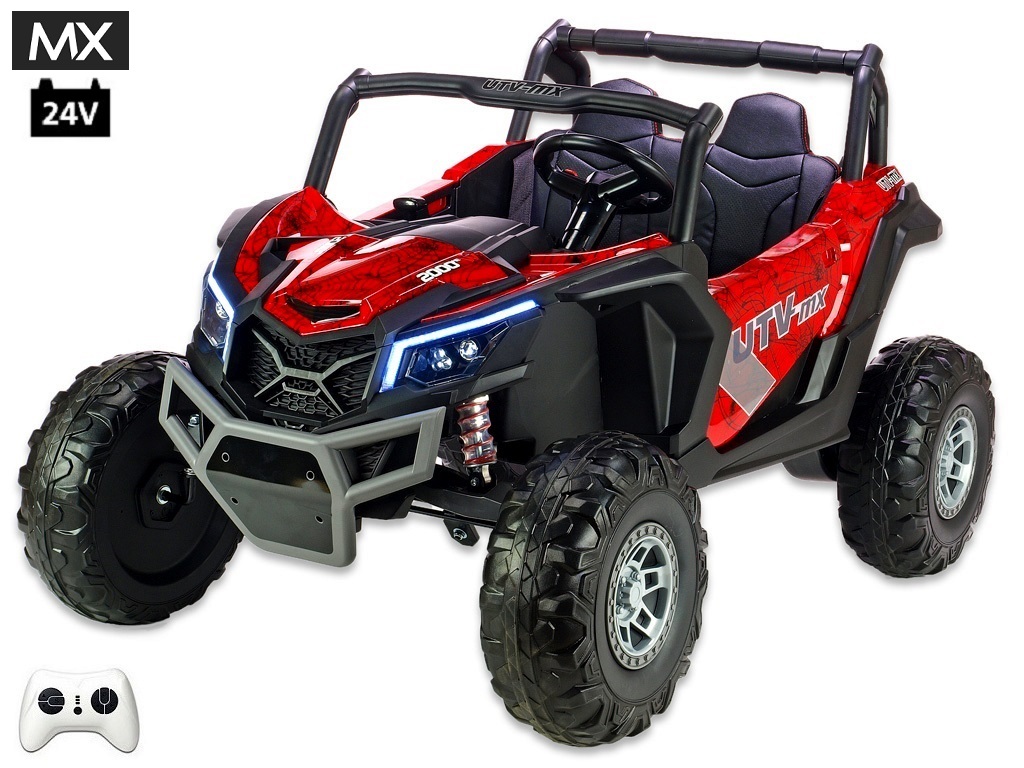 Bugina UTV - MX s 2,4G, dvoumístná, 24V/2x200W, polymer spider červená