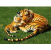 Plyšová tygřice s mládětem, oranžová, délka 140/65 cm