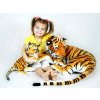 Plyšová tygřice s mládětem, oranžová, délka 140/65 cm