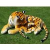 Plyšová tygřice s mládětem, oranžová, délka 140/65 cm