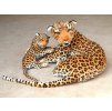 Plyšová leopardice s mládětem, délka 140/65cm