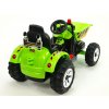 Elektrický traktor Kingdom s výklopnou korbou, mohutnými koly a konstrukcí, 2x motor 12V, 2x náhon, zelený