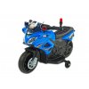 Elektrická motorka mini pro nejmenší Policie 911, s policejními LED a zvukovými efekty, čalouněnou sedačkou, 6V, modrá