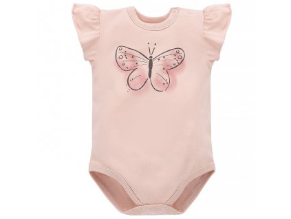 Body niemowlece z krotkim rekawem rozowe z motylkiem Summer Mood 4693