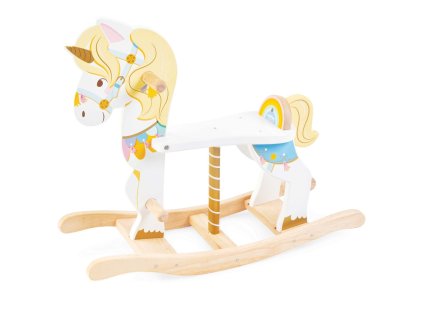 PL134 Wooden Unicorn Carousel Rocking Horse Glitter Gold Magical